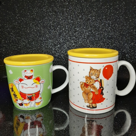 Set of 2 Yellow Ceramic Mug Covers. - Picture 2 of 5